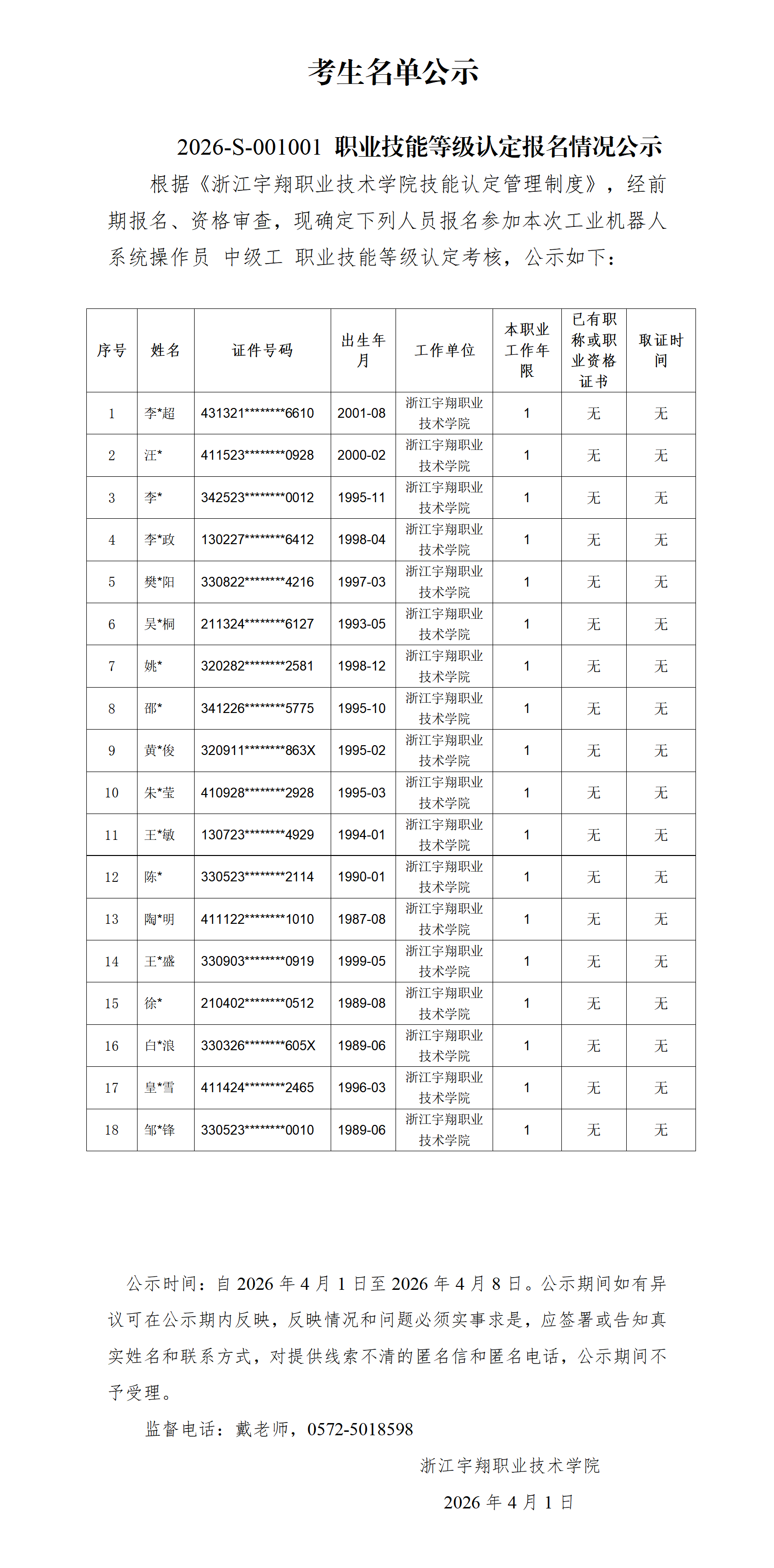 BB贝博艾弗森官方网站2026年4月工业机器人系统操作员技能等级认定 社会 台账_01.png